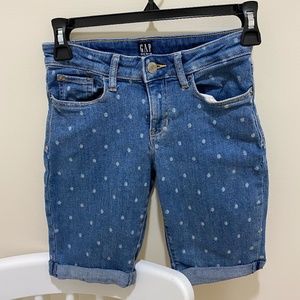 GAP, Polka-dot jean shorts, girls, stretch Bermuda shorts, size 10 youth.